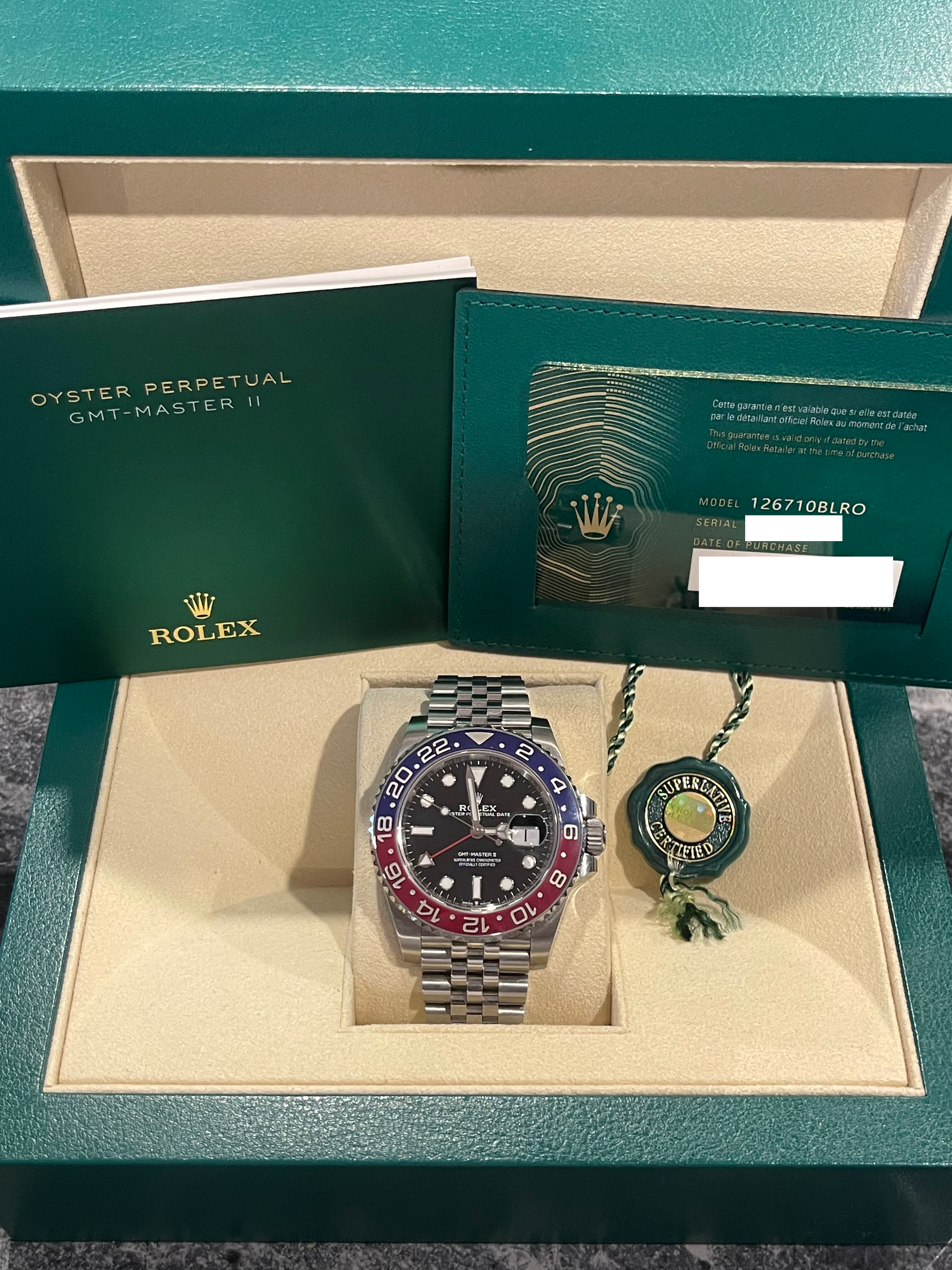 2021 Rolex GMT Master II "Pepsi" Jubilee Reference 126710BLRO